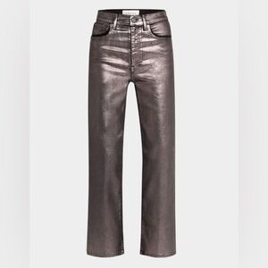 FRAME Le Sleek Straight Coated Jeans - Gunmetal Chrome